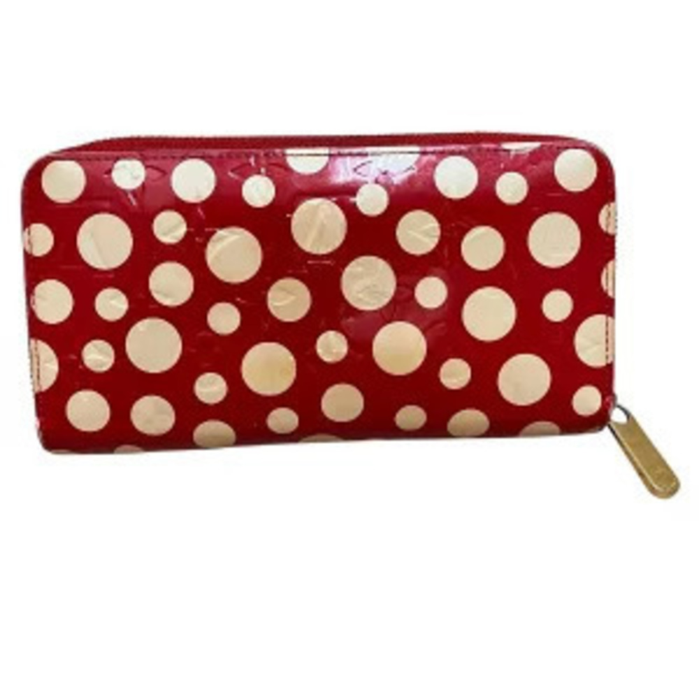 Louis Vuitton Long Kusama Zipper Round Dot Vernis Yayoi Infinity Wallet Black